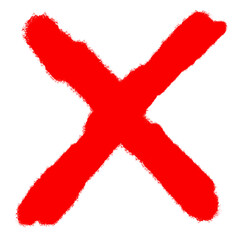 Grunge red cross brush. Drawing paint