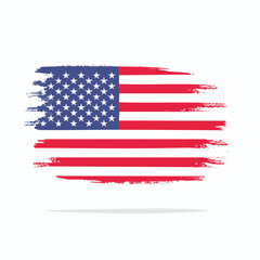 Minimal vector of US flag painted with brush strokes in artistic flat style

