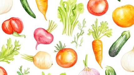 Vibrant assortment of fresh vegetables on white background
