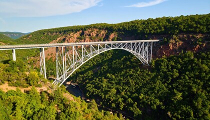 Fototapeta premium Steel arch bridge spanning valley