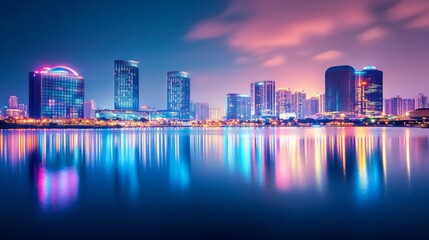 Obraz premium Elegant City Reflections on Water