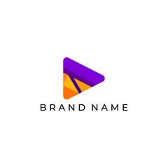 ILLUSTRATION TRIANGLE SIMPLE  PURPLE ORANGE FLAT COLOR TECH LOGO ICON MODERN SIMPLE TEMPLATE ELEMENT DESIGN VECTOR