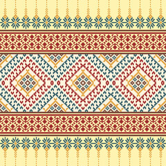 Ukrainian border pattern element Floral geometric decor.
