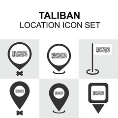 Distinctive location icons displaying Taliban insignia, suitable for geopolitical or historical use in maps and graphics.