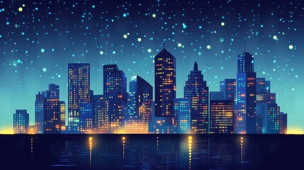 Obraz premium Skyscrapers in the Quiet of Night