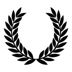 Elegant Black Laurel Wreath Illustration Symbol of Victory, Success and Achievement Design Element