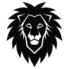 Fototapeta premium Fierce Lion Head Logo Black and White Design Icon