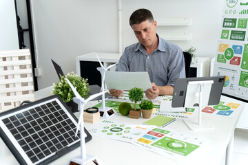 Businessman is planning for esg environmental social corporate governance projects