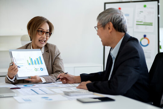elder Business man woman  and executives in an office meeting