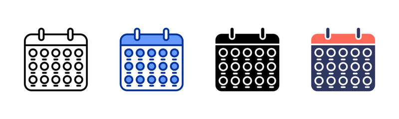 Calendar Overview icon sheet multiple style collection