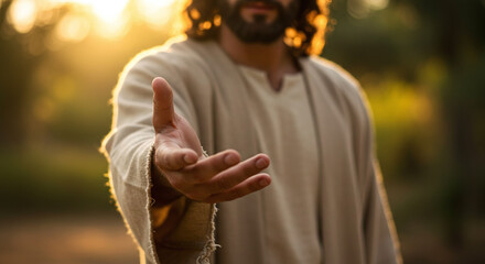 Close Up of Jesus Reaching Towards Viewer