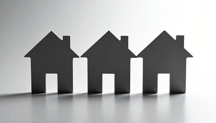 Fototapeta premium Three simple house silhouettes