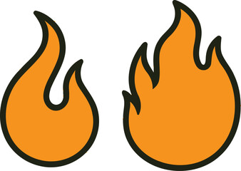 Flaming fire vector icon: a hot, orange, and red symbol of burning heat and danger