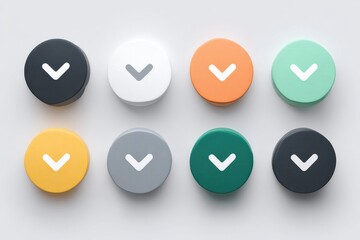 Rounded buttons, various colors, down arrow