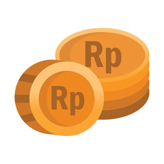 Illustration of Indonesian Rupiah coins in vector style. Suitable for finance, banking, investment, or economy-related content, highlighting the currency symbol Rp for Indonesian money and business