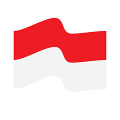 Vector illustration of the Indonesian flag in a waving style. Simple red and white national flag symbolizing patriotism, unity, and national identity of Indonesia. Perfect for national themes