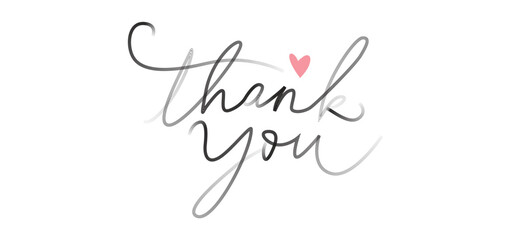Thank you poster or thank you card printable isolated on white background, thank you handwritten, calligraphy, text