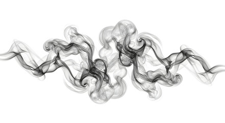 Delicate wisps of smoke forming abstract shapes on a pure white background