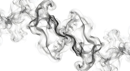 Fototapeta premium Soft smoke clouds with intricate textures on a pure white background