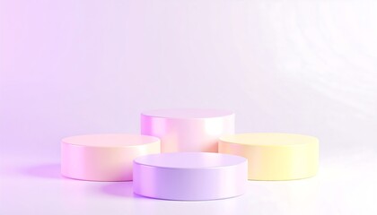 Trendy color podiums in pastel lighting with subtle glowing effects (alternate view)