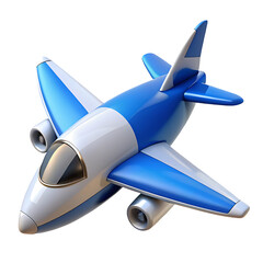 Naklejka premium 3D Blue and White Airplane Icon on Transparent Background
