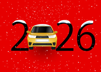 happy new year 2026. 2026 with car
