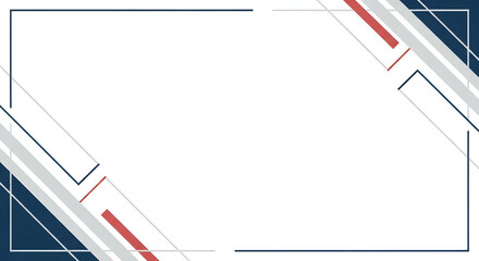 Abstract geometric design with a white central space and colored accents.