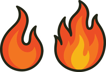 A vibrant vector illustration of fire flames in various hot, burning designs, perfect as a symbol of heat or power