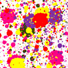 Abstract colorful background with seamless floral pattern, featuring a vibrant splash of paint and decorative elements