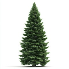 Fototapeta premium Tall Evergreen Tree Isolated on White Background
