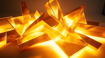 Obraz premium Abstract geometric design of golden shapes.