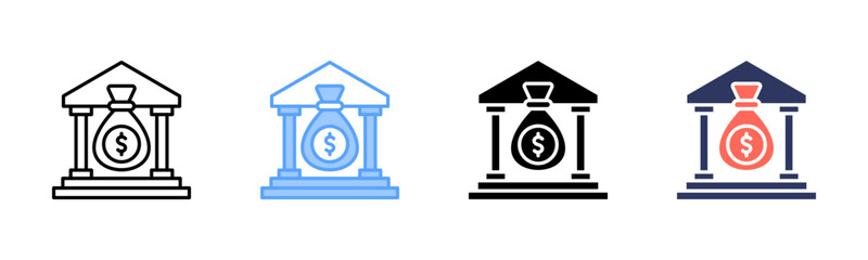Bank icon sheet multiple style collection