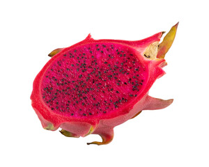 Fresh ripe red dragon fruit slice isolated on transparent background