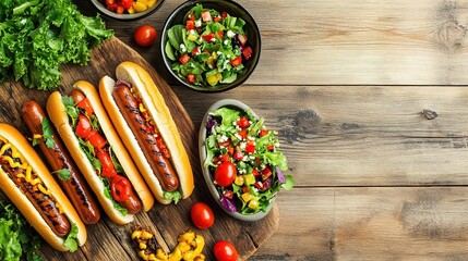 Delicious sausage and vegetables as ingredients