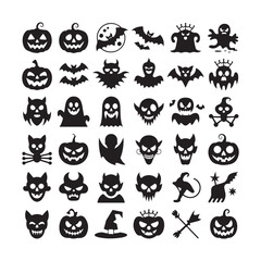 Fototapeta premium A diverse collection of halloweenthemed icons and characters