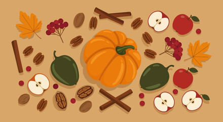 Top-Down Flat Lay of Diverse Food Ingredients