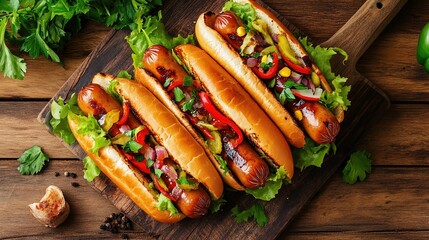 Delicious sausage and vegetables as ingredients