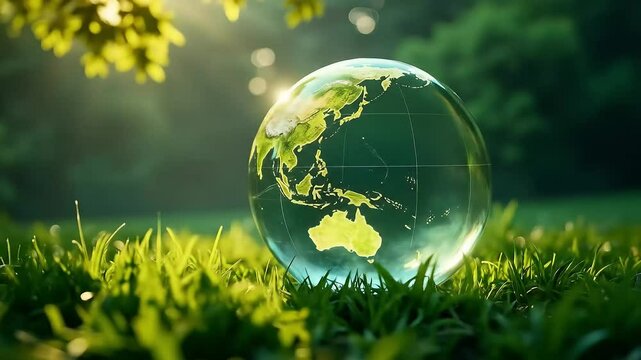 World nature conservation day a clear globe nestled in green grass symbolizing environmental awareness and protection of our planets ecology