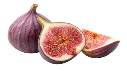 Fresh figs whole and cut open delicious and healthy fruit antioxidant rich food photography close up shot