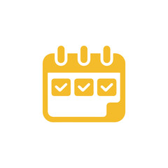 Golden calendar icon with check marks on a white background for time management