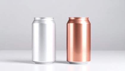 Two metallic beverage cans