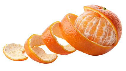 Fresh peeled tangerine fruit photography, healthy citrus fruit, vitamin c rich tangerine close up view