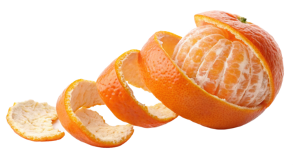 Fresh peeled tangerine fruit photography, healthy citrus fruit, vitamin c rich tangerine close up view