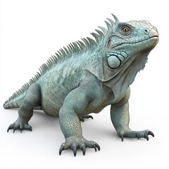 Obraz premium Realistic Iguana with Textured Skin on White Background