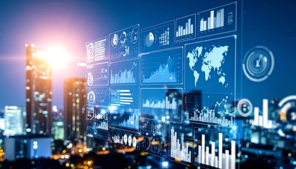 Futuristic city data overlay