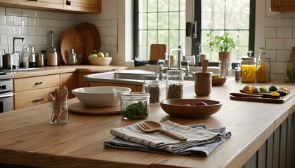 Sustainable Kitchen with Reusable Products and Zero Waste Lifestyle Elements