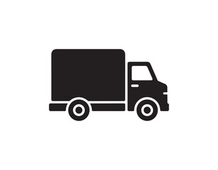 Fototapeta premium Black and white icon illustration of a delivery truck on a white background