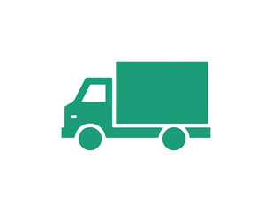 Green delivery truck icon isolated on white background for logistics and shipping designs