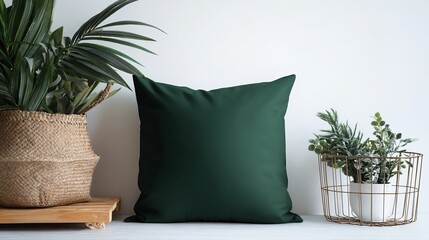 Luxurious Navy Blue Pleated Throw Pillows on a Light Beige Sofa
