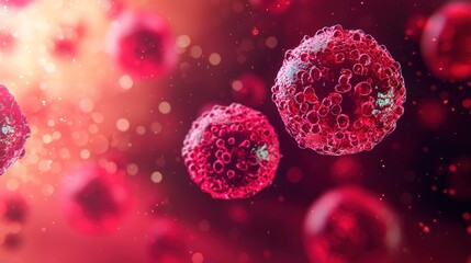 Two red and green blood cells in a blood stream. The concept of blood cells and their role in the immune system.